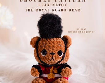 Royal Guard Bear Crochet Pattern PDF | British Guard Amigurumi | No Sew Teddy Bear | Beginner Friendly Plush | Bearington Pattern