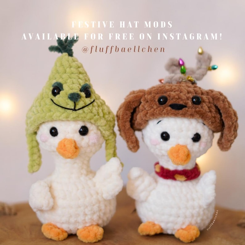 Padrão de crochê Ganso Divertido • Ganso Amigurumi de Costura Simples • Padrão para Iniciantes • Inclui Chapéu de Sapo e Fantasia de Capivara imagem 10