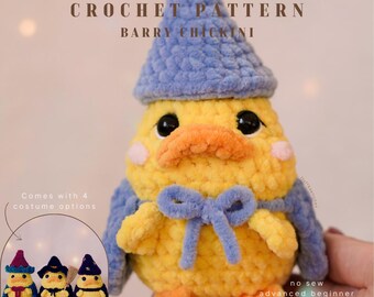 Barry Chickini Crochet Pattern | No Sew Amigurumi Chick with Wizard, Witch, Starry & Elf Outfits | Magical Plush DIY Tutorial (PDF)