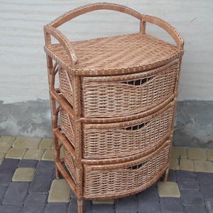 natural wicker dresser ecofriendly wicker chest of drawers handmade rattan nightstand dresser boho furniture