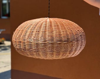 natürliche Rattan Pendelleuchte umweltfreundliche Weidenlampenschirm gewebte hängende Anhängerbeleuchtung handgemachte Korbhängelampe Rattan Kronleuchter