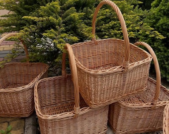 handmade flower girl basket ecofriendly woven wicker gathering basket natural wicker storage basket picnic basket with handles fruit basket