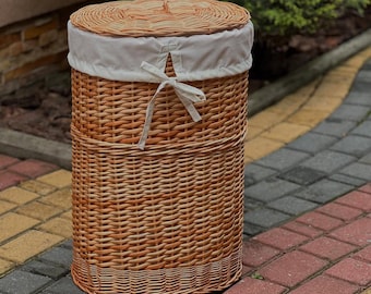 Cesto de roupa oval de vime, cesto ecológico com tampa, organizador de vime natural, cesto de brinquedos, cesto de roupa trançado, armazenamento de brinquedos de vime feito à mão