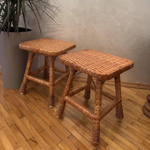 rustic rattan chair handmade garden wicker chair outdoor patio furniture woven square wicker stool patio chair natural rattan kitchen stool
