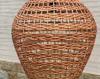 natürliche Rattan Pendelleuchte handgemachte Korbwaren Lampenschirm hängende Anhänger Beleuchtung umweltfreundliche Hängelampe Schatten Rattan Kronleuchter Boho Lampe