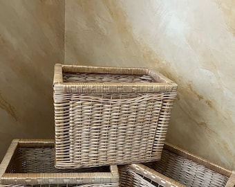 handmade wicker storage basket ecofriendly wicker organizer laundry basket natural wicker basket boho furniture rattan box toy storage