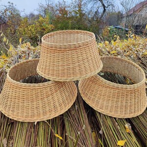 Gonna Per Albero Di Natale In Vimini Naturale Fatto A Mano: Copertura Elegante E Ecologica Per Il Supporto, Diametro 46.5 Cm