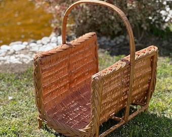 natural wicker log carrier firewood holder ecofriendly log storage firewood basket with handle firewood storage
