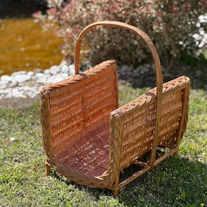 natural wicker log carrier firewood holder ecofriendly log storage firewood basket with handle firewood storage