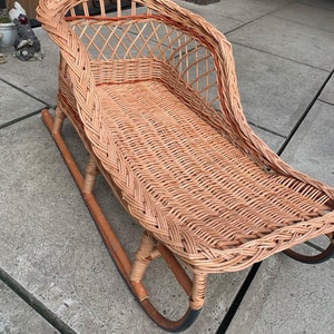 natural wicker sled handmade santa wooden sleigh ecofriendly children&#39;s sledges christmas gift for kids santa claus sleigh rattan sledges