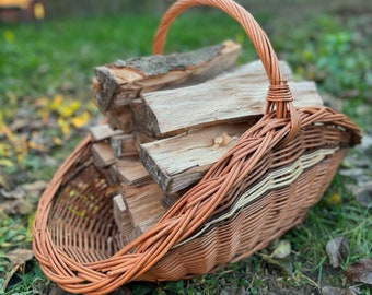 natural wicker firewood basket with handle ecofriendly firewood storage handmade wicker log carrier firewood holder log storage basket