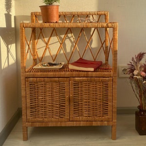 wicker small cabinet with doors ecofriendly bedside table rattan night stand boho furniture small wicker chest with drawers wicker bookcase