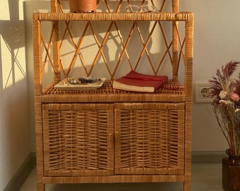 wicker small cabinet with doors ecofriendly bedside table rattan night stand boho furniture small wicker chest with drawers wicker bookcase