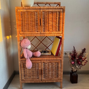 wicker cabinet with doors book shelf ecofriendly boho furniture handmade rattan cabinet chest of drawers rattan shelf bookcase plant shelf