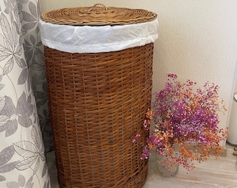 Cesto de roupa suja de vime, organizador de rattan, cesto ecológico com tampa, cesto natural para móveis de banheiro, cesto para brinquedos, suporte de roupa trançada