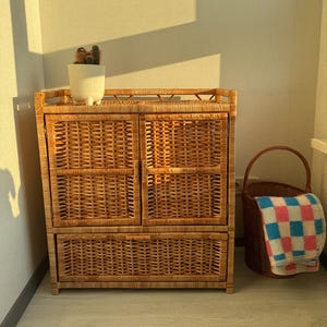 rustic rattan night stand handmade wicker dresser chest of drawers ecofriendly wicker cabinet natural wicker furniture bedroom dresser