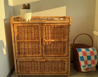 rustieke rotan nachtkastje handgemaakte rieten dressoir commode milieuvriendelijke rieten kast natuurlijke rieten meubels slaapkamer dressoir