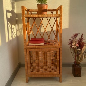 wicker bedside table small wicker cabinet ecofriendly rattan night stand table boho furniture bathroom shelf handmade plant stand
