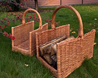 Cesta De Leña Premium De Fieltro Y Madera: Elegancia Rústica Para Tu Chimenea (Gris Oscuro)