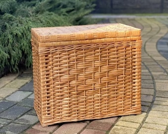 Cesto de mimbre para la ropa sucia, organizador de ratán, hecho a mano, tejido de madera, cesta de almacenamiento para el baño, cesto de ropa sucia ecológico