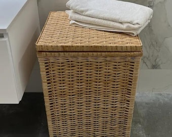 Wicker Laundry Basket with Lid Natural Rattan Willow Clothes Hamper for Bathroom, Rustic Toy Basket, Home Boho Storage Organizer