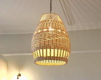rustic rattan pendant light handmade wicker lampshade hanging pendant lighting natural rattan chandelier woven lampshade wicker hanging lamp