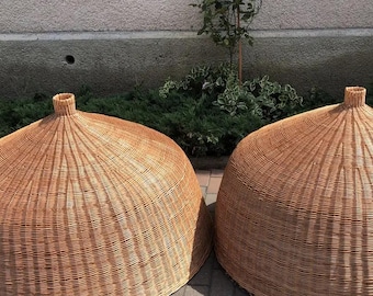 Hängelampe Schatten handgemachte Anhänger Hängelampe Korb Lampenschirm umweltfreundliche Rattan Pendelleuchte Küche Insel Dekor Rattan Kronleuchter