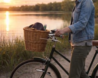 handmade wicker bike basket ecofriendly bike bag rattan bicycle front basket natural wicker bicycle accesories storage basket