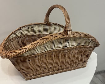 wicker basket natural log carrier firewood storage fireplace decor ecofriendly log storage firewood holder indoor