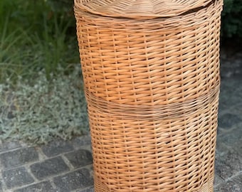 cesto de roupa de vime ecológico com tampa organizador de banheiro de vime natural cesto de armazenamento de brinquedos cesto de roupa suja cesto de vime feito à mão