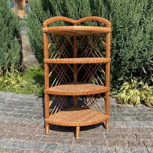 natural wicker corner shelf rattan bookshelf bamboo bathroom shelf rattan ecofriendly wicker bookcase plant shelf