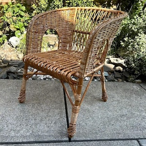 handmade rattan accent chair natural garden wicker chair seat patio ecofriendly bar stool patio furniture rustic chair boho furniture