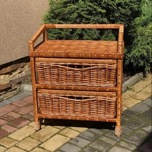 wicker dresser boho furniture chest of drawers handmade rattan dresser rustic chest eco-friendly boho dresser small chest of drawers