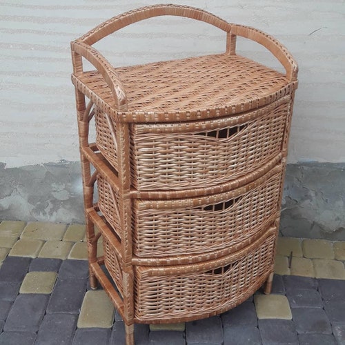 natural wicker dresser ecofriendly wicker chest of drawers handmade rattan nightstand dresser boho furniture
