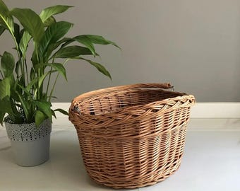 ecofriendly rattan bicycle front basket handmade wicker bike basket natural wicker bicycle accesories handwoven bike basket with handle