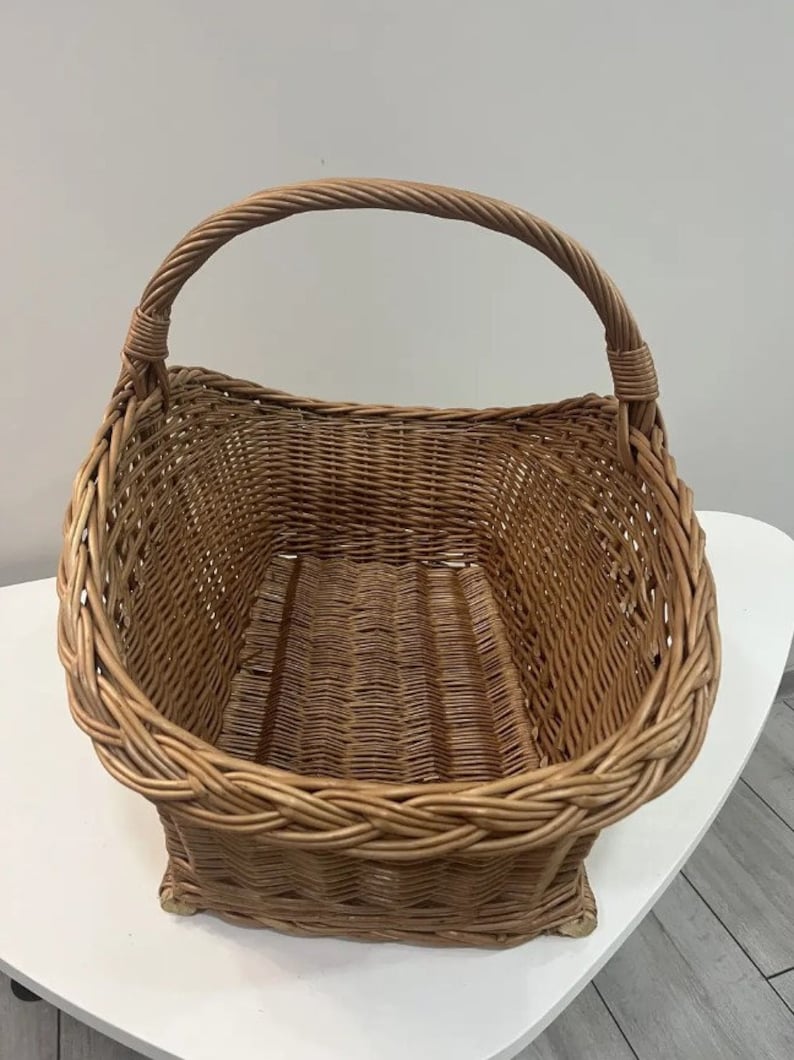 Natural Wicker Log Carrier Basket - Thumbnail 4