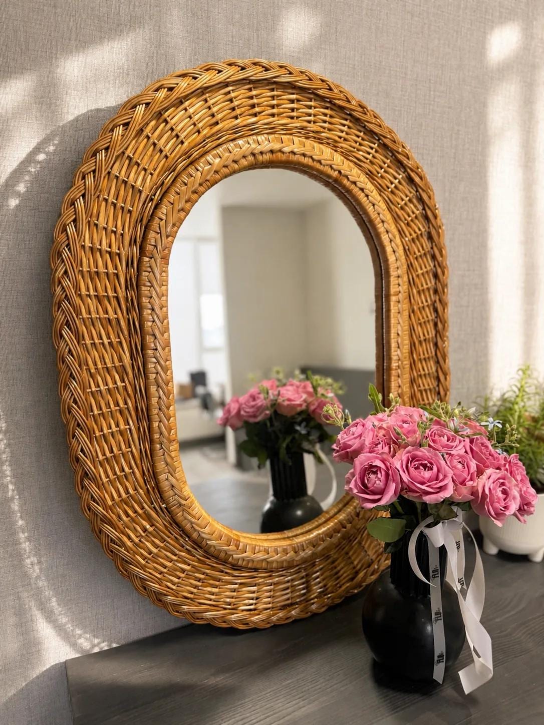 Vintage Rattan Mirror - Etsy
