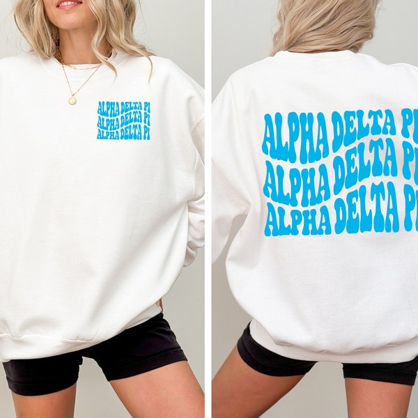 Chemise de sororité Comfort Colors Alpha Delta Pi Merch de sororité Vêtements de sororité Big Little Rush Cadeau d'initiation Sweat-shirt ras du cou pour sororité