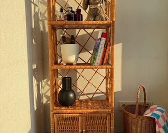 tall arched rattan shelf natural wicker cabinet handmade rattan etagere bookcase ecofriendly wicker furniture woven plant stand bookshelf