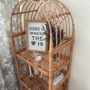 arched wicker shelf rattan bookcase plant stand boho furniture shoe rack shelf vintage style storage shelf natural wicker rattan plant stand image 11