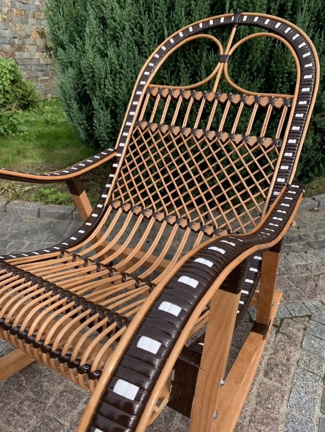 ラタン ロッキングチェア パティオチェア 籐製 屋外ラウンジチェア