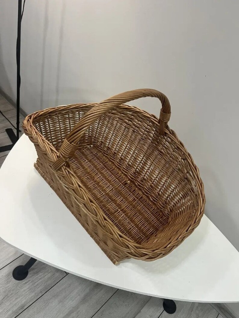 Natural Wicker Log Carrier Basket - Thumbnail 3