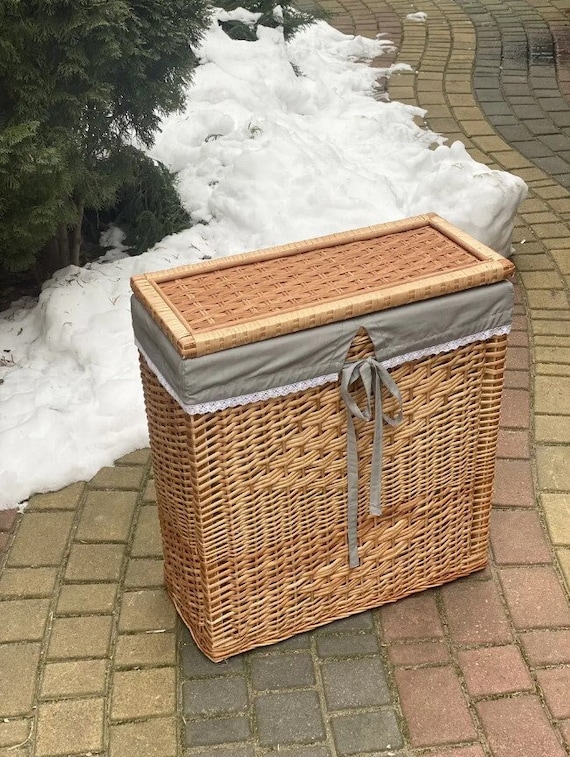 wicker laundry hamper bathroom linen storage bin basket with lid natural rattan woven laundry basket holder