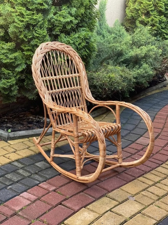 Natural Wicker Kid's Rocking Chair Ecofriendly Rattan Chairs