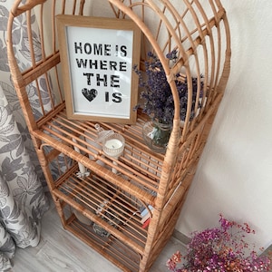 arched wicker shelf rattan bookcase plant stand boho furniture shoe rack shelf vintage style storage shelf natural wicker rattan plant stand image 7
