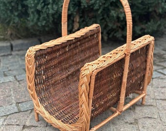 natural wicker log storage basket ecofriendly wicker firewood basket with handle handmade firewood holder log carrier firewood storage