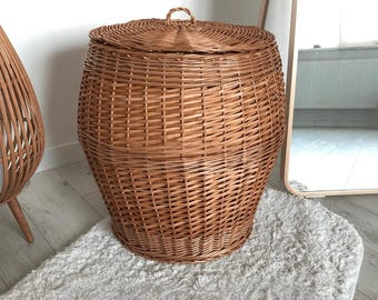 handmade wicker laundry hamper ecofriendly storage basket with lid round laundry basket holder wicker hamper woven bathroom organizer basket