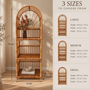 arched wicker shelf rattan bookcase plant stand boho furniture shoe rack shelf vintage style storage shelf natural wicker rattan plant stand image 4