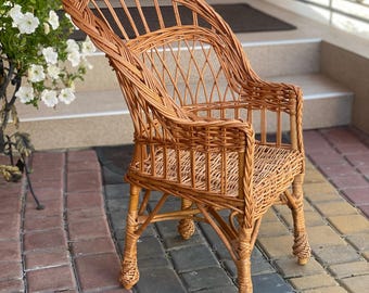 umweltfreundlicher kinder garten korbstuhl natürlicher rattan sitzplatz terrasse handgemachter kleiner stuhl gartenmöbel holzstuhl boho möbel