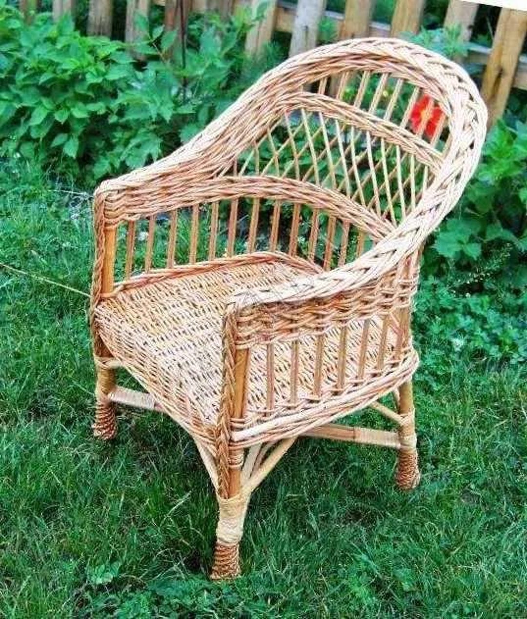 Handmade Garden Wicker Chair Natural Small Rustic Chair Ecofriendly Seat Patio Boho Furniture Rattan Chair Patio Furniture Etsy